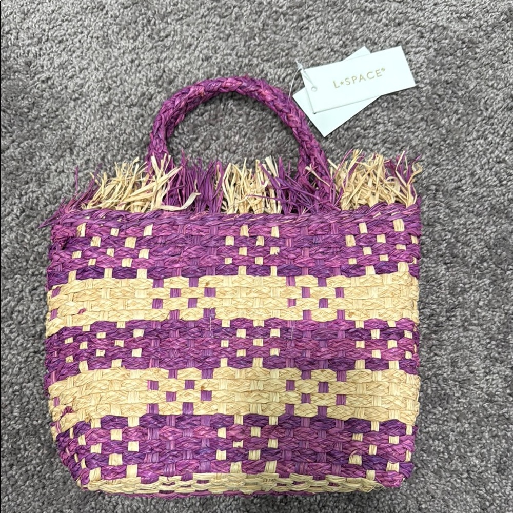 L*Space Charlie Purple and Tan Woven Tote Bag